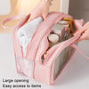 PU Dry And Wet Separation Washing Bag Double Layer Large Capacity Handheld Cosmetic Bag, Color: Beige Medium