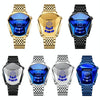 BINBOND Locomotive Concept Steel Belt Watch Men Live Black Technology Watch(Black Stee Blue Face)