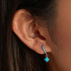 S925 Sterling Silver Rhombus Turquoise Women Earrings