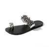 Flat Bottom Pin Rhinestone Sequins Sandals, Shoe Size:37(Silver)