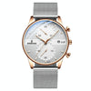 BINBOND B0158 Men Luminous Multifunctional Business Quartz Watch(White Mash Rose Shell White Surface)