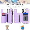 For iPhone 12 Double Flap Zipper RFID Leather Phone Case with Short Lanyard(Light Purple)