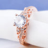 1 Pair Women Fashion Micro-inlaid Zircon Engagement Ring Princess Queen Aristocratic Temperament Couple Ring(Rose Gold US size: 9)
