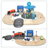 Multifunctional Wooden Police Station Road Track Set Baby Assembling Building Blocks Educational Early Education Toys
