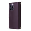 For iPhone 14 Pro Max Nine-card Slots Zipper Wallet Bag Leather Phone Case(Dark Purple)