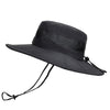 9090 Men Outdoor Fishing Climbing Mountain Large Brim Fisherman Hat(Black)