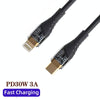 PD30W USB-C / Type-C to 8 Pin Transparent 3A Fast Charging Data Cable, Length: 1m(Black)