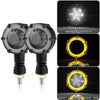 2 PCS PE-ZSD-174 Motorcycle Flashing Rotation Mode LED Two-color Modified Round Turn Signal Light(Yellow + White Light)