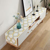 Home TV Cabinet Shoe Cabinet Chenille Polyester Tassel Tablecloth, Size: 35x220cm(Yellow Geometry)