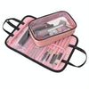 Multifunctional 2 In 1 Cosmetic Bag Portable Large Capacity Transparent Cosmetic Brush Storage Bag Wash Bag(Black + Pink)
