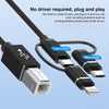 3 in 1 8 Pin, Type-C, Micro USB to USB-B MIDI Instruments Printer Cable, Length: 1m, Length:1m(Blue)