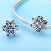 S925 Sterling Silver Winter Snowflakes Beads DIY Bracelet Necklace Accessories, Color:Silver