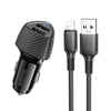 BOROFONE BZ31A Solid Dual-port USB Car Charger Set with USB to 8 Pin Cable(Black)