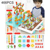 Children Screw-Tightening Electric Drill Toy Manual Assembly Toolbox, Style: 3D + Electric Drill + Charger (466 PCS)