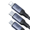 JOYROOM A21 3.5A USB+Type-C to 8 Pin+Type-C+Micro USB 3 in 2 Charging Cable, Length: 1.2m(Black)