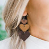 5pairs Wooden Carved Heart Shape Stitching Long Earrings(1)