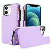 For iPhone 12 Double Flap Zipper RFID Leather Phone Case with Short Lanyard(Light Purple)