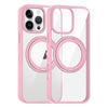 For iPhone 13 Pro High Transparency 360 Degree Rotating Holder MagSafe Phone Case(Pink)