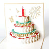 2 PCS 3D Three-Dimensional Cake Birthday Card Children Handmade Gift Small Card(Red Cover)