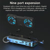 YCE-V279 10 in 1 USB-C Gaming Dock Station Hard Disk Enclosure with Detachable Fan(Blue Black)