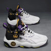 Men Outdoor Basketball Shoes Thick Bottom Non-Slip Teenage Sneakers Soft Bottom Running Shoes, Size: 44(Black Purple)