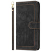 For iPhone XS Max Tulips Embossed Leather Phone Case with Lanyard(Black)