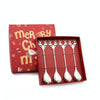 4pcs /Pack Christmas 304 Stainless Steel Deer Stirring Spoon Coffee Dessert Scoop, Color: Silver+Red Box