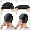 Silicone Ear Protection Waterproof Swimming Cap for Adults with Long Hair(Black)