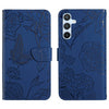 For Samsung Galaxy A56 5G Skin Feel Butterfly Embossed Flip Leather Phone Case(Blue)