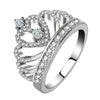 Princess Queen Crown-shaped Platinum Plated Zircon Ring, US Size: 5, Diameter: 15.7mm, Perimeter: 49.3mm(Silver)