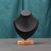 Solid Wood Small Size Portrait Necklace Display Stand Heart Shaped Necklace Counter Display Stand(Black)