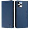 For iPhone 11 Pro Max RC01 Dual-Folded Magnetic Suction RFID Leather Phone Case(Dark Blue)