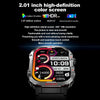 G45 2.01 inch Screen Silicone Strap 10m Waterproof Smart Watch, Support Flashlight / Bluetooth Call / HRV(Black)