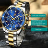OLEVS 2870 Men Multifunctional Chronograph Three Eyes Waterproof Quartz Watch(Blue + Gold)