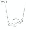3 PCS Women Stainless Steel Origami Elephant Pendant Necklaces(Silver-color)
