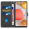 For Samsung Galaxy A42 / M42 5G Grid Stitching Leather Phone Case with Lanyard(Black)
