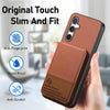 For Samsung Galaxy S22+ 5G Twill Fabric Leather Vertical Flip RFID Card Bag Phone Case(Brown)