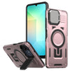 For Samsung Galaxy A06 5G Shield Frame Holder MagSafe Phone Case(Rose Gold)