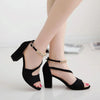 Summer Roman Style Metal One Buckle Chunky Sandals Women Casual High Heels, Size: 38(Black)
