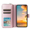 For Samsung Galaxy S22+ 5G Nine-card Slots Zipper Wallet Bag Leather Phone Case(Rose Gold)