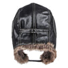 Autumn Winter Imitation Leather Outdoor Ride Hat Ear Protection Pilot Hat, Size: L About 54-58cm(Coffee)