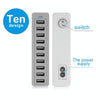 XBX09L 50W 5V 2.4A 10 USB Ports Quick Charger Travel Charger, US Plug(White)