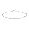 S925 Sterling Silver Plated Platinum Snake Bone Beads Thin Anklet(BST009)