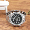 Round Dial 3 Decoration Dials Men Quartz Watch with Metal Band(Black)
