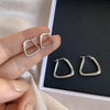 S925 Silver Needle Earbuckle Womens Frosty Style Simple Temperament Stud Earrings Large Silver