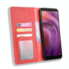 For Alcatel 3V (2019) Magnetic Buckle Retro Crazy Horse Texture Horizontal Flip Leather Case with Holder & Card Slots & Photo Frame(Red)