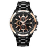 CURREN 8023 Men Stainless Steel Analog Sport Quartz Watch(Black case gold face)