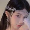 Leaves Frontal Ornaments Crown Hair Band Rhinestone Headdress(Silver)