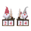 Christmas Wooden Pine Cone Calendar Ornaments Decorative Wooden Calendar Countdown Ornaments(Gray Hat)
