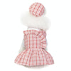 Pink Dog Dress with Hat, Size L - Summer Pet Clothes